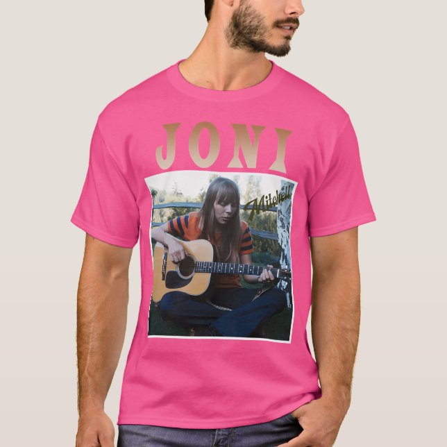 Joni Mitchell Retro Stil tog emot Fläkt T Shirt (Framsida)