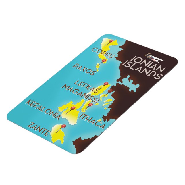 Joniska öarna karta poster. magnet (Vänstra Sidan)
