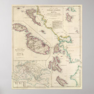 Joniska öarna och Malta Poster
