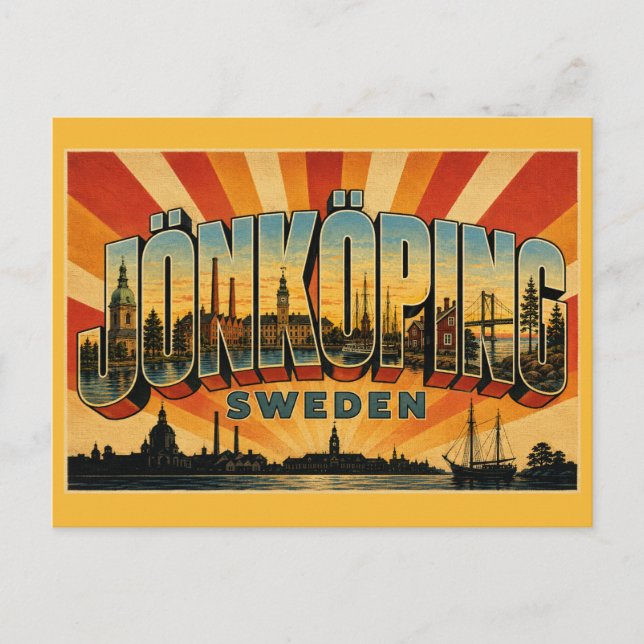 Jönköping Sverige sjön Vättern Vykort (Framsida)