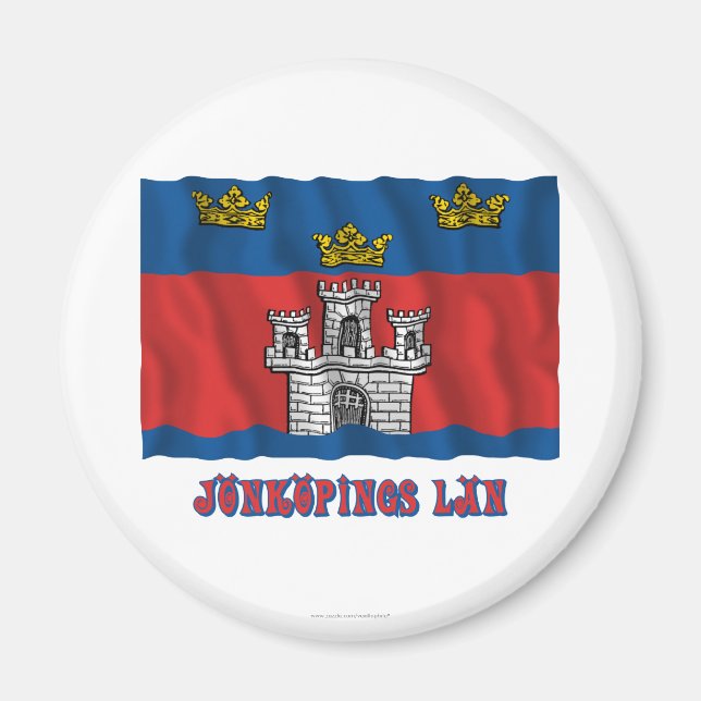 Jönköpings län som viftar flagga med namn magnet (Framsidan)