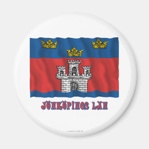 Jönköpings län som vinkar flagga med namn magnet