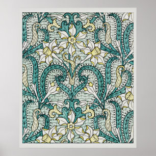 Jonquil Blomman mönster, Art nouveau Poster