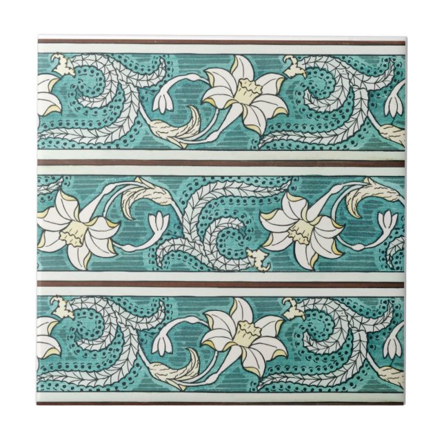 Jonquil Rand Art nouveau Ceramic Tile Kakelplatta (Framsidan)