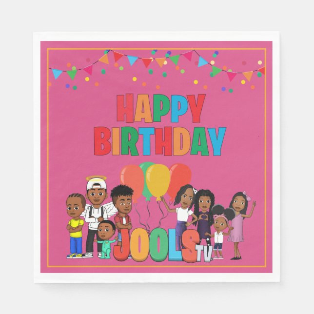 JOOLS TV ®️ Rosa Papper 6.5 i Napkins Pappersservett (Framsidan)