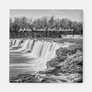 Joplin Grand Falls - översikt Gråskala Magnet