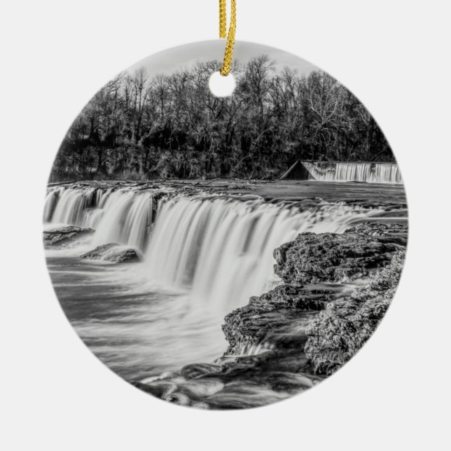 Joplin Grand Falls Overview Gråskala för ornament (Framsidan)