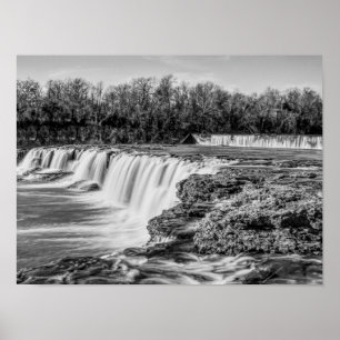 Joplin Grand Falls Overview Gråskala Poster