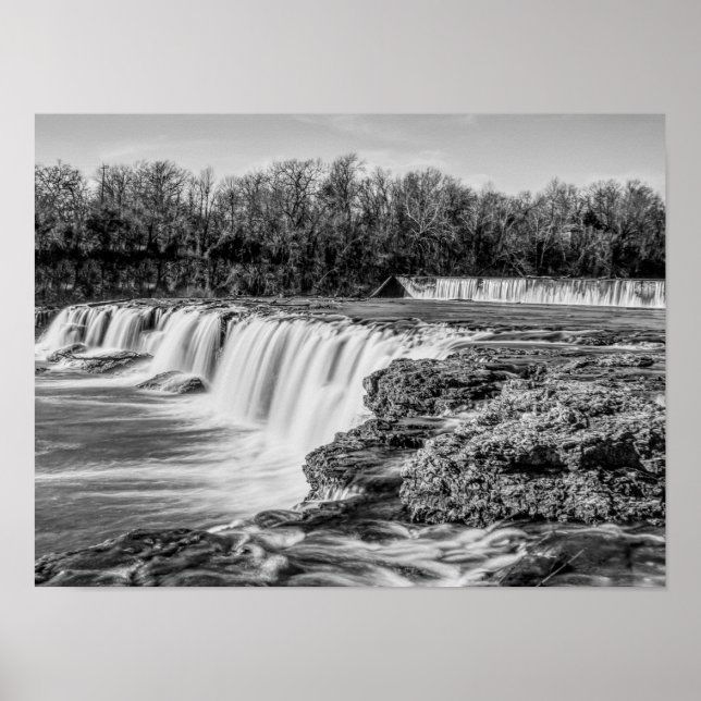 Joplin Grand Falls Overview Gråskala Poster (Framsidan)