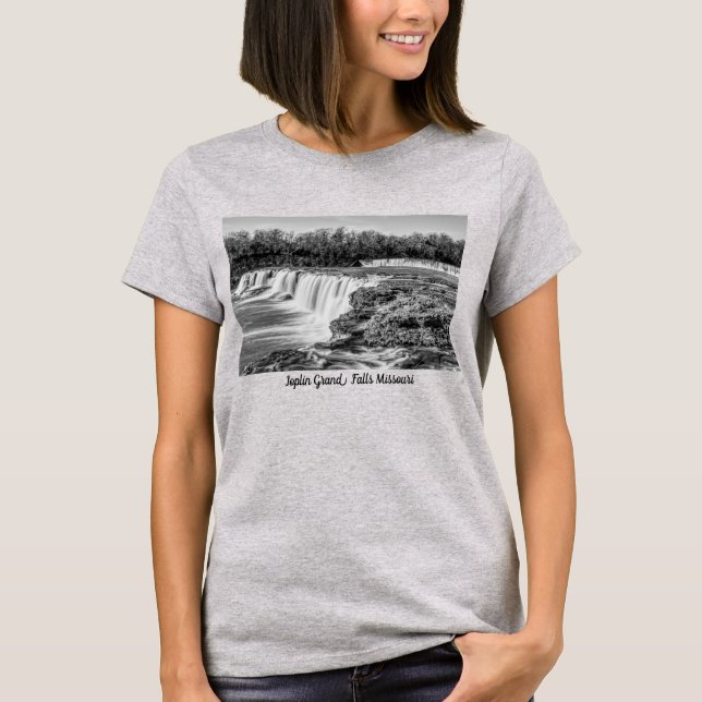 Joplin Grand Falls Overview Grayscale T-Shirt (Framsida)