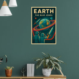Jord: Blue Jewel - Vintage Space Exploration Poster