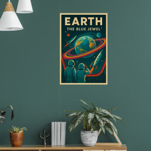 Jord: Blue Jewel - Vintage Space Exploration Poster