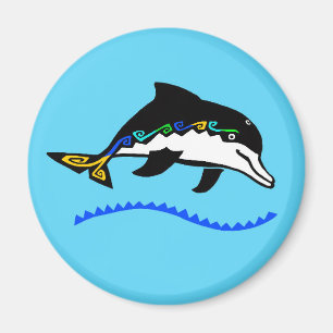 Jord - Cute DOLPHIN - Natur - Havsblått Magnet