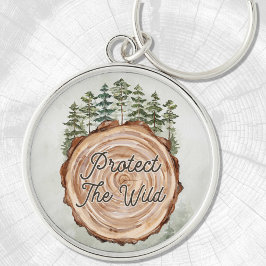 Jord-dagsofferten Wood Disk Gräs Träd Environment Rund Silverfärgad Nyckelring