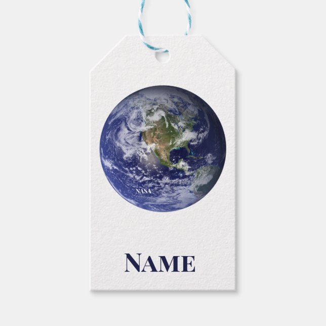 Jord från rymden, blå marmor från NASA Presentetikett (Framsidan)