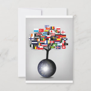 Jord Globe med inbjudningar från Träd Flaggor