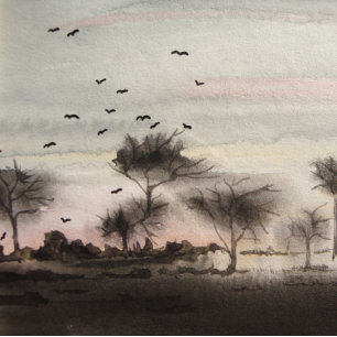 Jord, höst i skogen Liggande solnedgång Kudde