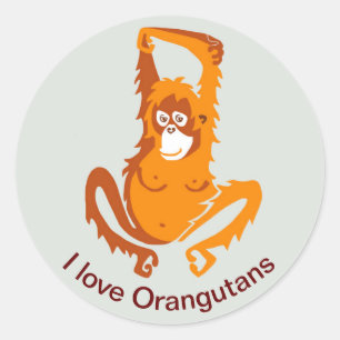 Jord - I kärlek ORANGUTANS -Ape - Primat - Runt Klistermärke