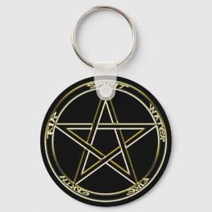 Jord luft & avfyrar pentagramen 2 Keychain Nyckelring