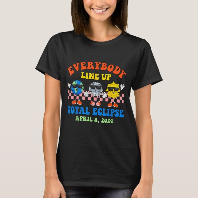Jord Måne Sol Total Solförmörkelse T Shirt (Framsida)