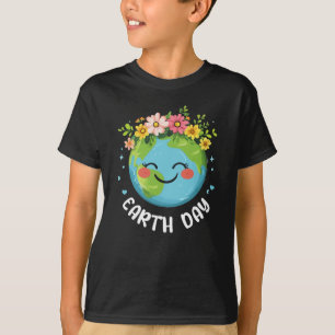Jord med Blommigt Lycklig Jorden 2025 Ungdom T Shirt