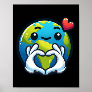 Jord med Heart Händer Kärlek Earth Day Poster