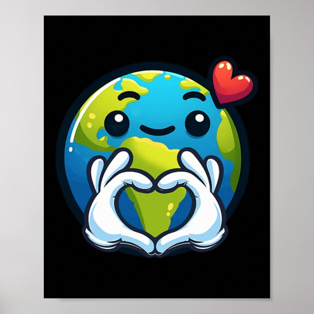 Jord med Heart Händer Kärlek Earth Day Poster (Framsidan)