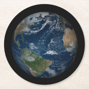 Jord med moln och havsis underlägg papper rund