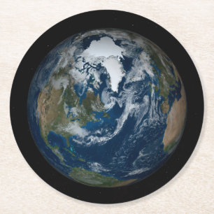 Jord med moln och havsiss 2 underlägg papper rund