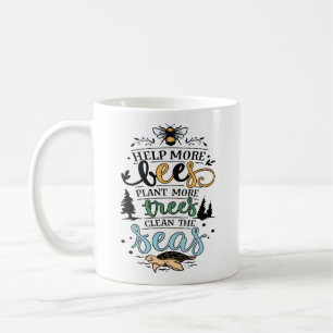 Jord- och fredsoffert hjälper bin att plantera ren kaffemugg