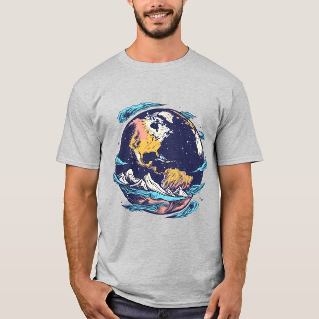 Jord- och havskonstnärlig grafisk t-shirt (Framsida)