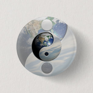 Jord och himmel Yin Yang Knapp