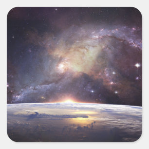 jord- och rymdklistermärken fyrkantigt klistermärke