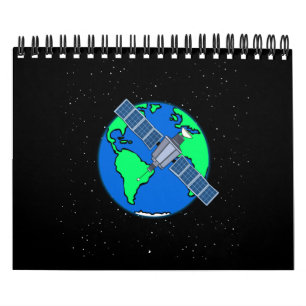 Jord och satellit i rymden kalender