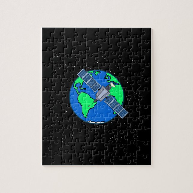 Jord och satellit i rymden pussel (Vertikal)