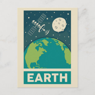 Jord Retro Galax Satellit Vykort