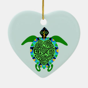 Jord - Sea TURTLE - Marine - Ocean spray Julgransprydnad Keramik