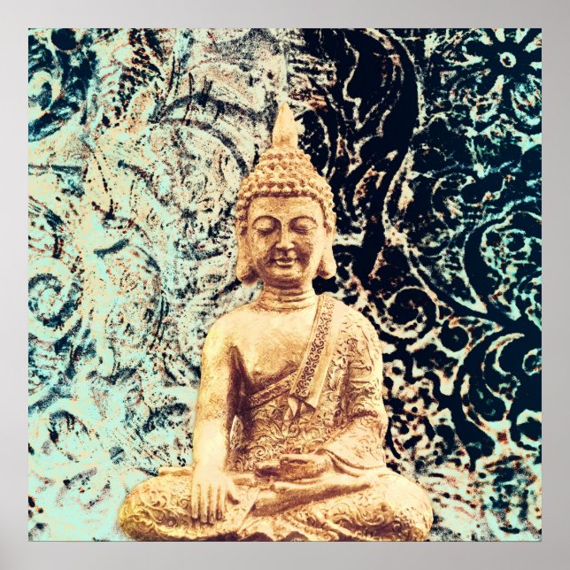 Jord Sitter Buddha Elegant Zen Upplysning Poster (Framsidan)