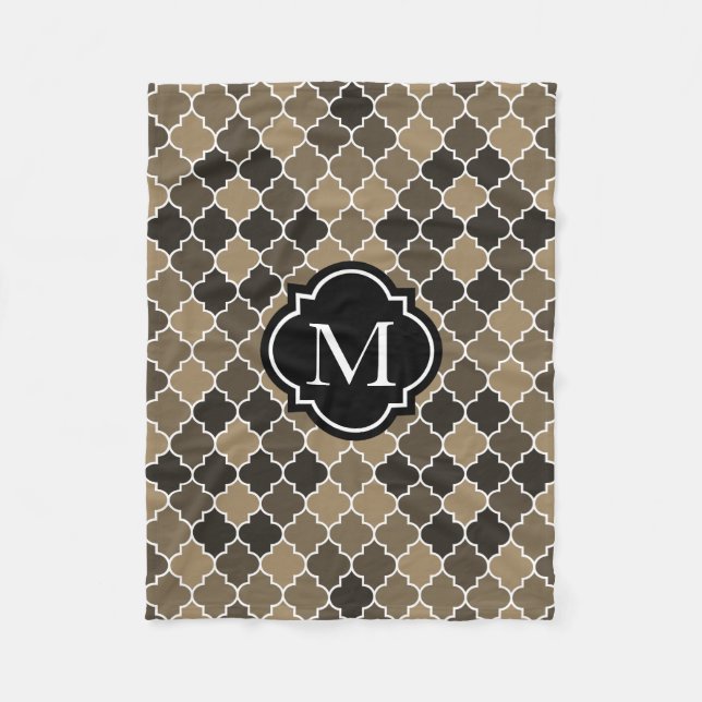 Jord tonar den Quatrefoil monogramen Fleecefilt (Framsidan)