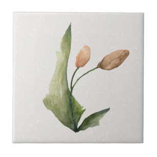 Jord Tone Tulips Cream Accent Ceramic Tile Kakelplatta