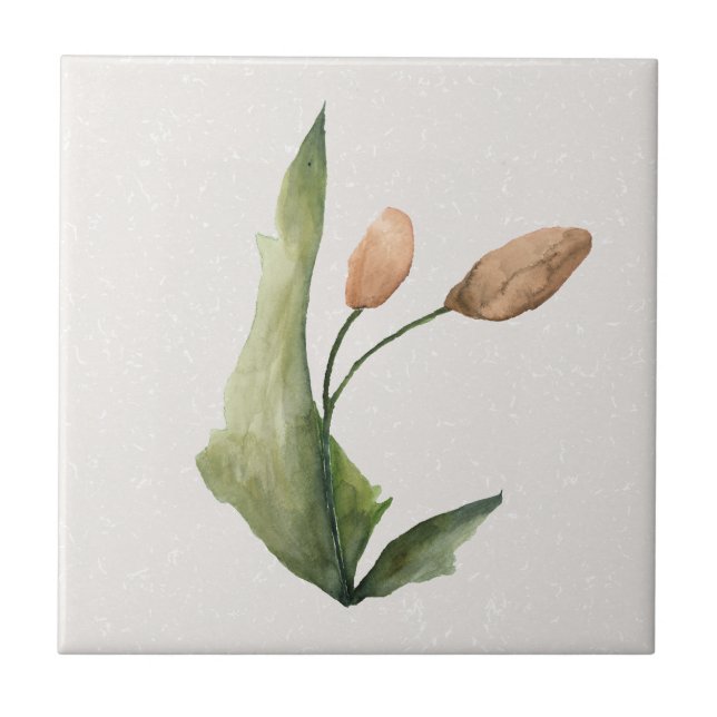 Jord Tone Tulips Cream Accent Ceramic Tile Kakelplatta (Framsidan)