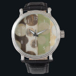 Jord Tone Wood Panel-målning med cirklar Armbandsur<br><div class="desc">Skapat av Norman Wyatt, Jr., gjordes den här målningen med hjälp av den Fransk som är processaa, Giclee, för att spreja bläck droppar på en arbetsyta. Skaffa borttappad i koncentriska cirklar, smältning av jordens ton färg över målningen eller träpanelens utseende över biet. Ett underbart köp för alla som är intresserade...</div>