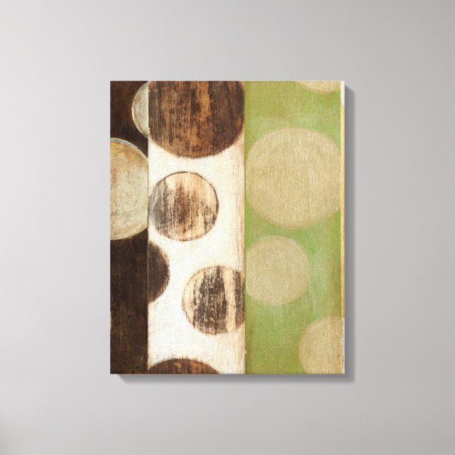 Jord Tone Wood Panel-målning med cirklar Canvastryck (Framsida)