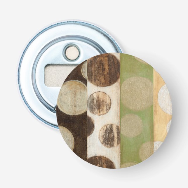 Jord Tone Wood Panel-målning med cirklar Flasköppnare (Framsidan)
