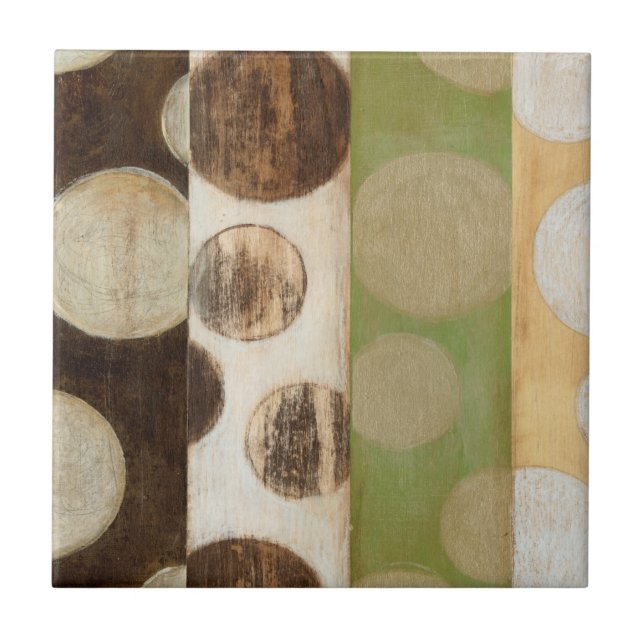 Jord Tone Wood Panel-målning med cirklar Kakelplatta (Framsidan)