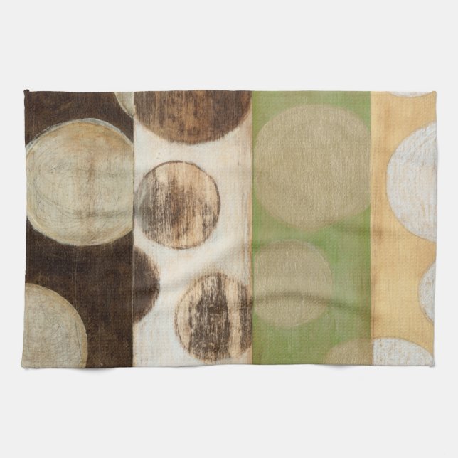 Jord Tone Wood Panel-målning med cirklar Kökshandduk (Horisontell)