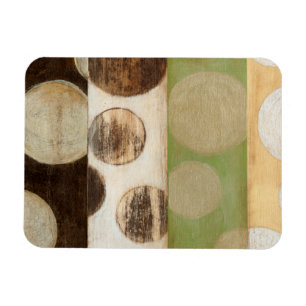 Jord Tone Wood Panel-målning med cirklar Magnet