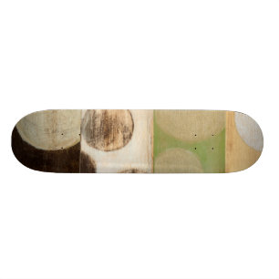 Jord Tone Wood Panel-målning med cirklar Mini Skateboard Bräda 18,7 Cm