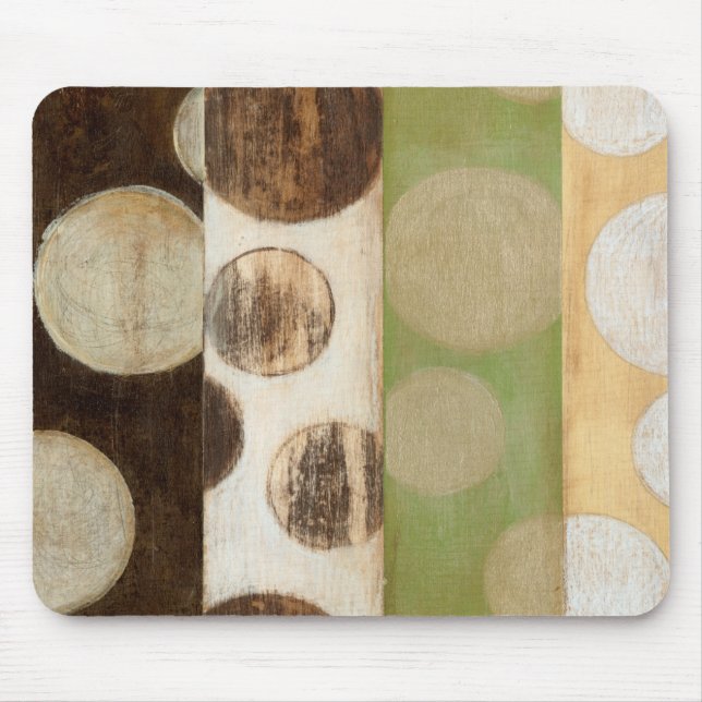 Jord Tone Wood Panel-målning med cirklar Musmatta (Framsidan)