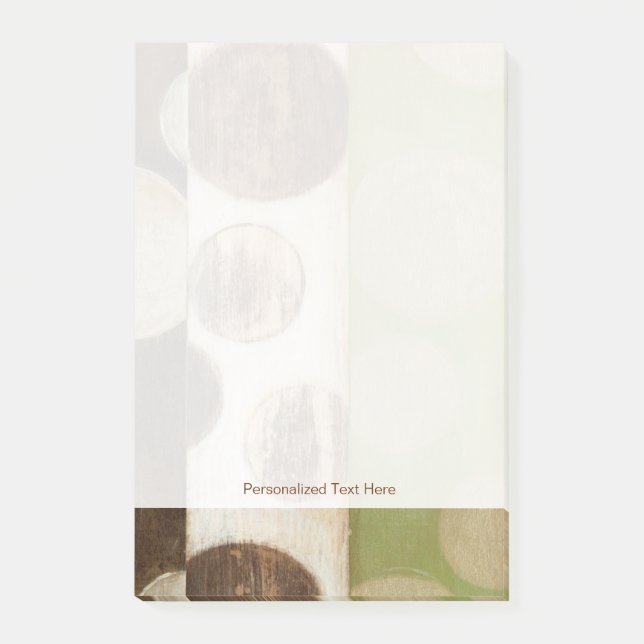 Jord Tone Wood Panel-målning med cirklar Post-it Block (Framsida)